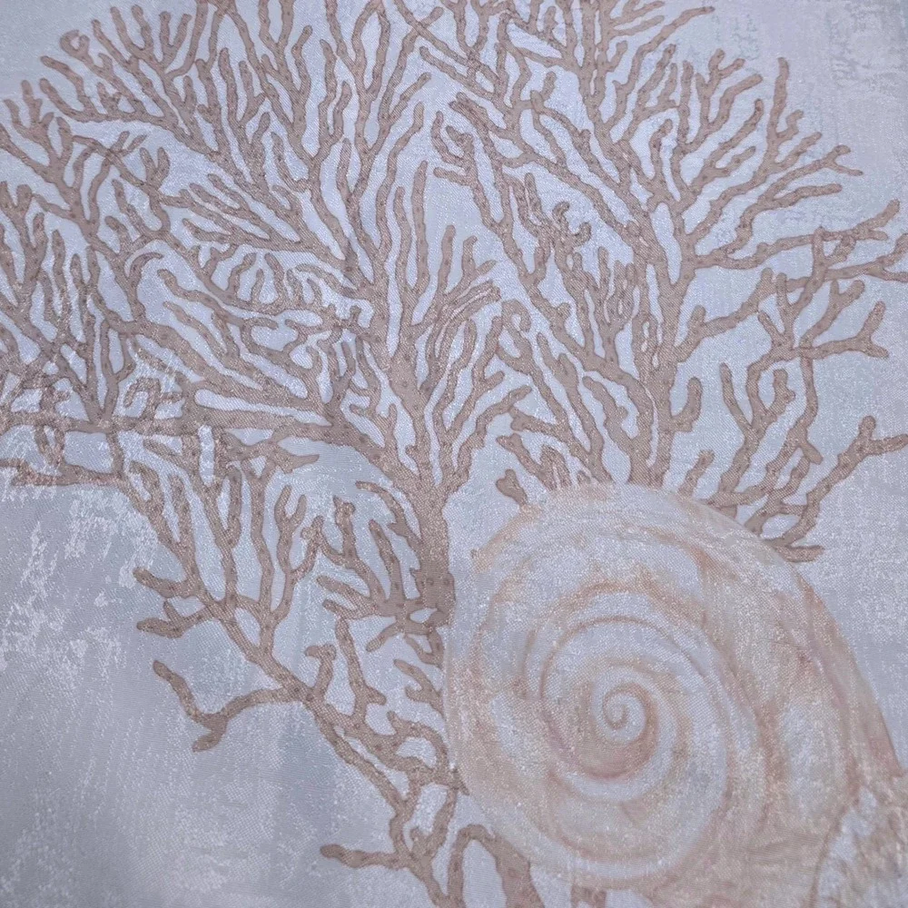 Coastal Coral Seashell Cloth Shower Curtain 69x70 White Peach - Whole Home Brand